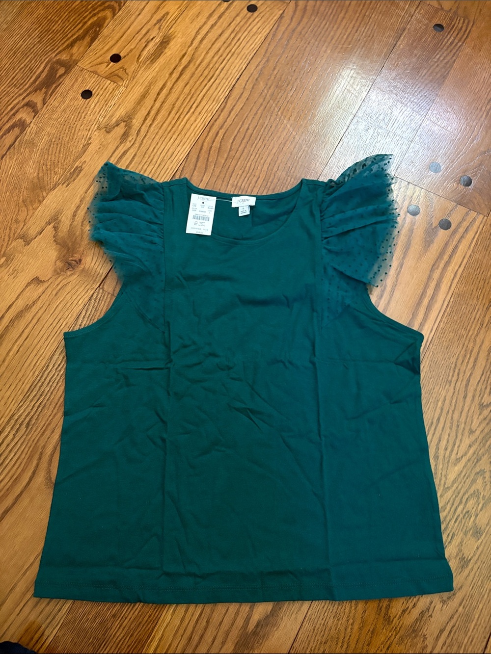 Polka-Dot Ruffle-Shoulder Tank Top - Picture 2 of 5